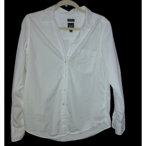 GAP White Fitted 3/4 Sleeve Button Down Shirt - Picture 5 of 6